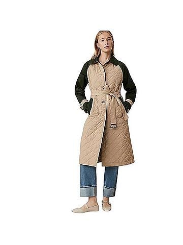 Ann Taylor Weekend Collection Quilted Mixed Media Mac Trench Coat Trenchcoat (view 1)