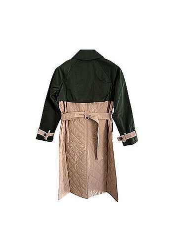 Ann Taylor Weekend Collection Quilted Mixed Media Mac Trench Coat Trenchcoat (view 2)