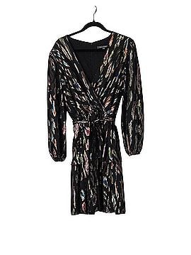 Julia Jordan Black Metallic Brushstroke Wrap Dress Casual Dress (view 1)