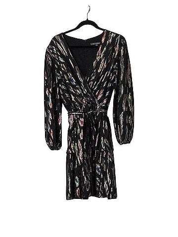 Julia Jordan Black Metallic Brushstroke Wrap Dress Casual Dress (view 1)