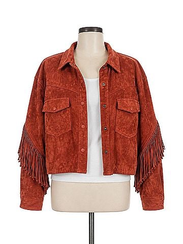 Blank NYC Faux Suede Fringe Shirt Jacket Jacket (view 1)