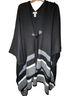 Catherines 100% Acrylic 100% Faux Leather Stripes Black White Gray Coat One size - photo 1