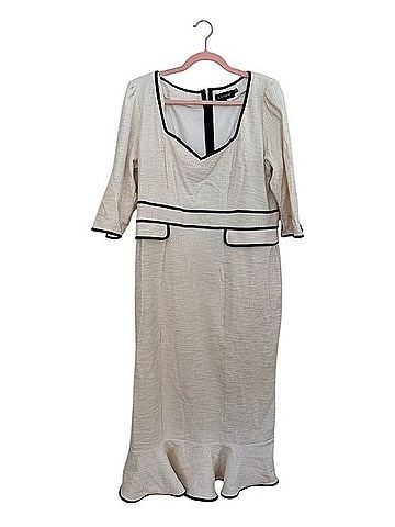 Next Ivory Midi Dress With Black Piping Casual Dress (view 1)