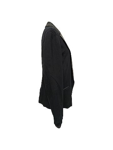 Theory Theory Leandria Leather Trim Tuxedo Blazer in Black Viscose (view 2)