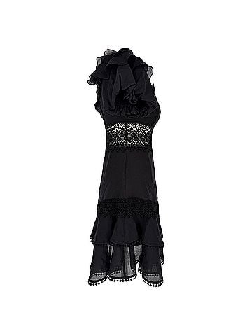 Charo Ruiz Charo Ruiz Lace-Trimmed Mini Dress in Black Cotton (view 2)