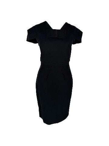 Roland Mouret Roland Mouret Square-Neck Midi Dress in Black Cotton (view 1)