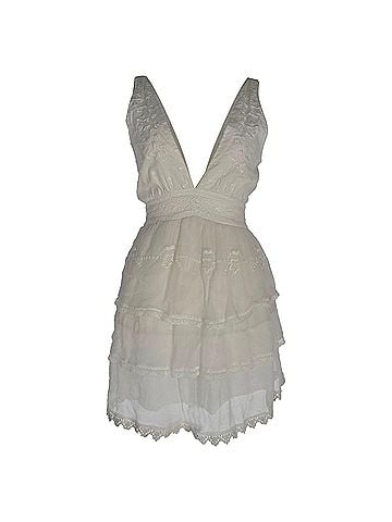 LoveShackFancy LoveShackFancy Tiered Lace Mini Dress in White Cotton (view 1)