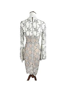 Bronx & Banco White Lace Floral Illusion Midi Dress Cocktail Dress (view 2)