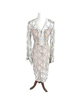 Bronx & Banco White Lace Floral Illusion Midi Dress Cocktail Dress (view 1)