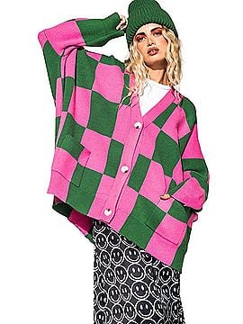 Lala. Love You Checkboard Watermelon Cardigan Jacket (view 1)