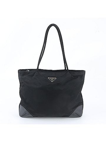 Prada Prada Tessuto Nylon Triangle Logo Leather Tote Bag Shoulder Black Women's (view 1)