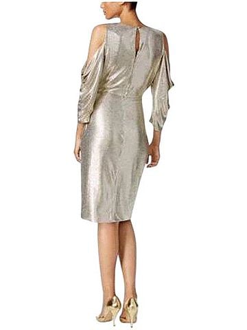 RACHEL Rachel Roy Champagne Light Go,d Metallic Nour Cold-Shoulder Cocktail Dress (view 2)