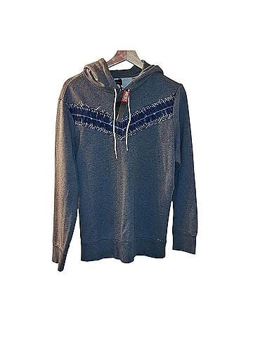 Diesel Frayed Denim Chevron Pullover Hoodie (view 1)