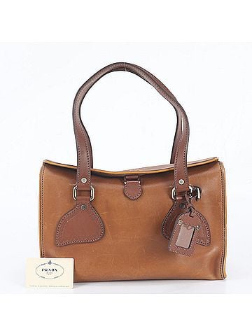 Prada Prada BR3017 Leather Tote Bag, Shoulder Handbag, Brown, with Guarantee Card, for Women (view 1)