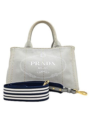 Prada Prada Canapa PM Women's Handbag 1BG439 Denim Light Gray (view 1)