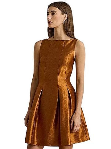Ralph Lauren Metallic Fit &amp; Flare Cocktail Dress Cocktail Dress (view 1)