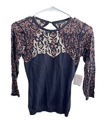 Moda International Vintage Black Knit Top 3/4 Sleeve Blouse (view 1)