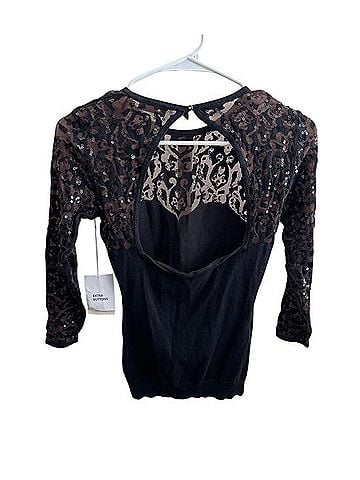 Moda International Vintage Black Knit Top 3/4 Sleeve Blouse (view 2)