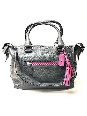 Coach COACH 21140 Textured Legacy Satchel Bag, 2-Way Handbag/Shoulder Leather, Women's, Charcoal Gray/Gray (view 1)
