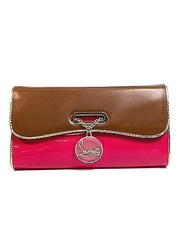 Christian Louboutin Christian Louboutin 1120586 Bicolor Riviera Bag, Handbag, Chain Clutch Calfskin Patent Leather, Women's, Brown x Pink (view 1)