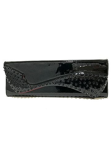 Christian Louboutin Christian Louboutin 3120524 Spike Stud Pigalle Enamel Bag Party Clutch Patent Leather Women's Black Like New (view 1)