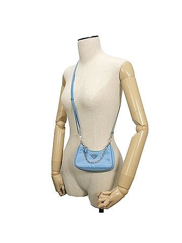 Prada Prada PRADA Shoulder Bag Re-Edition Tessuto Micro Mini Chain 2-Way Hand Pouch Triangle Logo Blue 1TT122 Men's Women's Handbag (view 2)