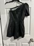 TCEC Black One-Shoulder Faux Leather Romper with Puff Sleeve Romper - photo 3