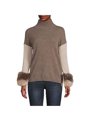 Sofia Cashmere Cashmere &amp; Shearling Cuff
Sweater with Shearling Lamb
Fur Cashmere Pullover Sweater (view 1)