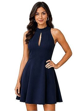 Express Fit-and-Flare Keyhole Mini Dress Cocktail Dress (view 1)