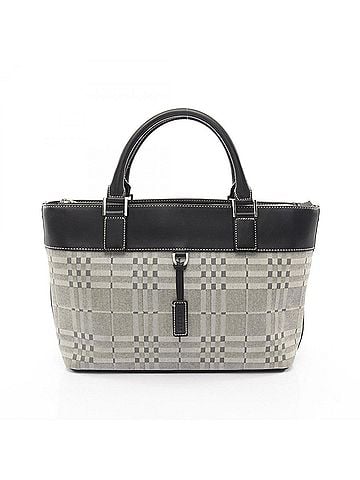 Burberry Burberry handbag, canvas and leather, women's, ivory black. (view 1)
