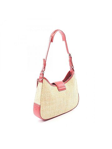Coach Coach shoulder bag/handbag, leather/raffia, women's, beige/red. (view 2)