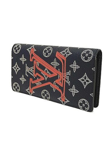 Louis Vuitton Louis Vuitton LOUIS VUITTON Long Wallet Portefeuille Brazza LV Logo Flower White Pink Monogram Ink Upside Down Navy M62893 Men's (view 2)