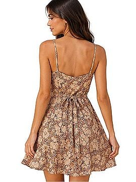Roxy Floral Tie-Waist Spaghetti Strap Dress Casual Dress (view 2)