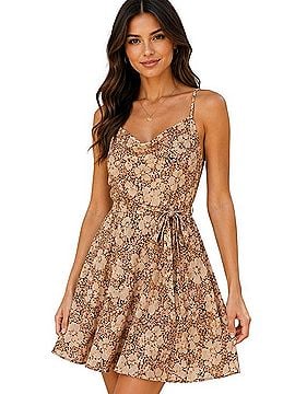 Roxy Floral Tie-Waist Spaghetti Strap Dress Casual Dress (view 1)