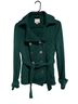 Bongo Dark Green Double-Breasted Quilted Belted Pea Coat Coat - photo 2