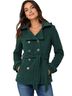 Bongo Dark Green Double-Breasted Quilted Belted Pea Coat Coat - photo 1