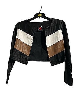 Venti6 Colorblock Faux Leather Cropped Jacket (view 2)