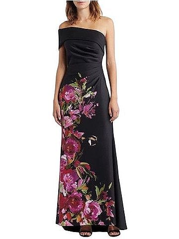 Eliza J One-Shoulder Floral Gown Cocktail Dress (view 1)