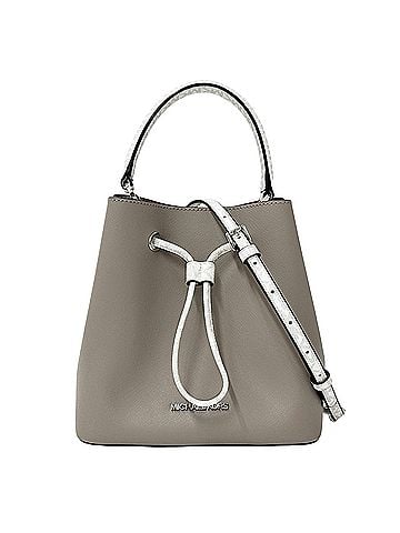 Michael Kors Michael Kors women's handbag, a brand name handbag/shoulder bag, 2-way, leather, gray and white, bucket drawstring type. (view 1)