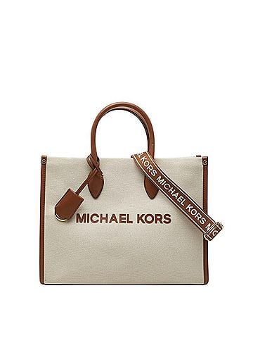 Michael Kors Michael Kors MIRELLA EW Tote Bag Shoulder 2-Way Beige Brown Canvas Leather Women's (view 1)