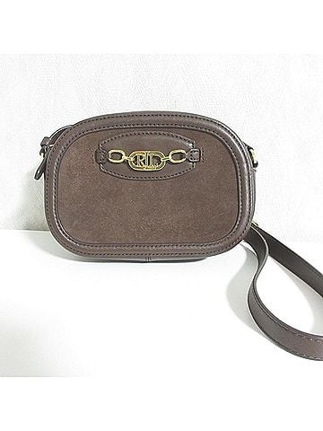 Ralph Lauren Ralph Lauren LAUREN RALPH Suede Shoulder Bag with Logo Chain Hardware, Brown, Women's (view 2)