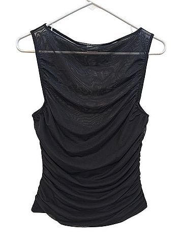 Abercrombie & Fitch Mesh Ruched Slash Top Sleeveless Blouse (view 2)