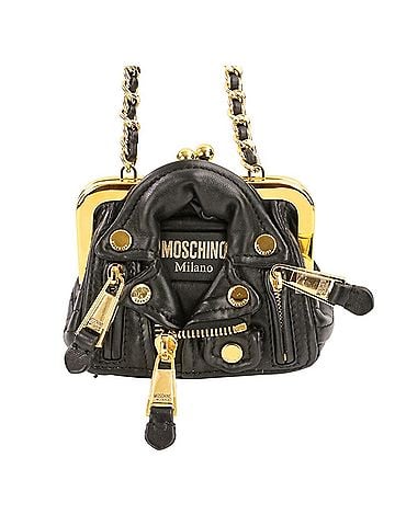 Moschino Moschino Rider's Chain Pouch Shoulder Mini Bag Black Gold Color Women's (view 2)