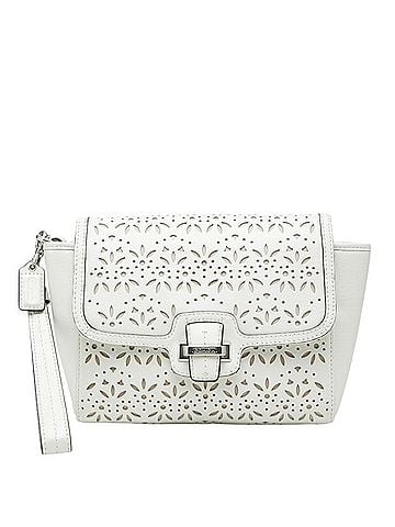 Coach Coach Taylor Eyelet Clutch Bag, White Leather, Women's COACH (view 1)