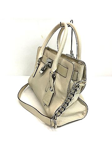 Michael Kors Michael Kors Hamilton Satchel Chain Tote Bag, 2-Way Bag/Shoulder Leather, Women's, Off-White (view 2)