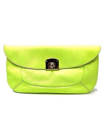 Sergio Rossi Sergio Rossi Turnlock Clutch Bag, Party Leather Women's, Fluorescent Yellow, Like New (view 1)