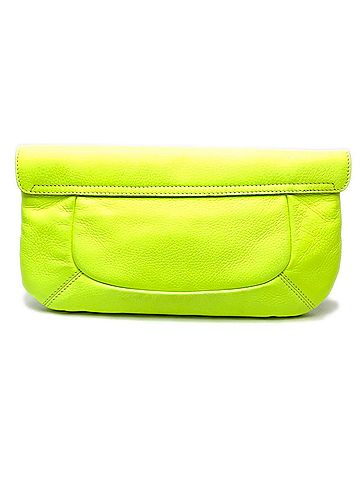 Sergio Rossi Sergio Rossi Turnlock Clutch Bag, Party Leather Women's, Fluorescent Yellow, Like New (view 2)