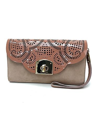 Sergio Rossi Sergio Rossi handbag, pouch, clutch bag, mini party suede, patent leather, women's, pink beige. (view 1)