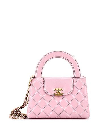 Chanel Kelly Top Handle Shopping Bag Quilted Shiny Aged Calfskin Mini (view 1)