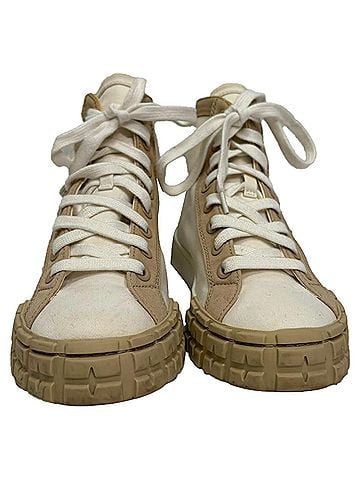 Prada Prada Gabardine High Top Sneakers in White Canvas (view 2)